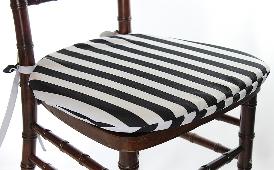 Black and White Cabana Stripe Seat Cushion Cover
