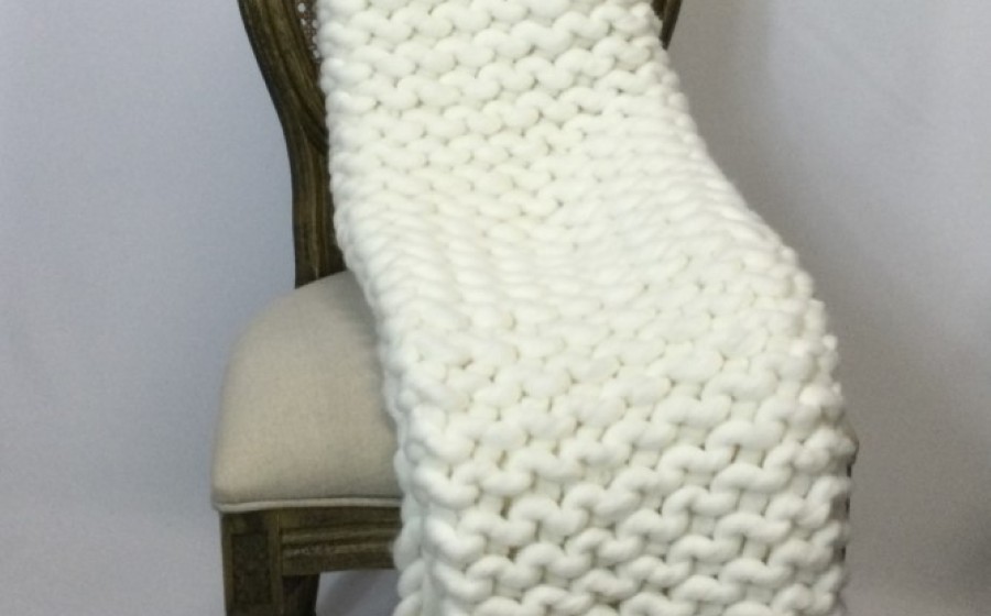 Winter White Knit Throw