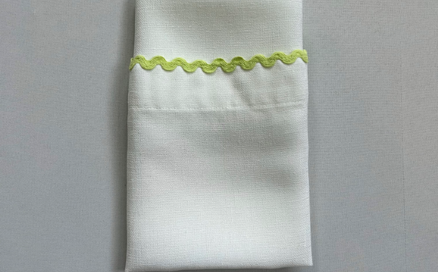White w/ Lime RicRac Dinner Napkin